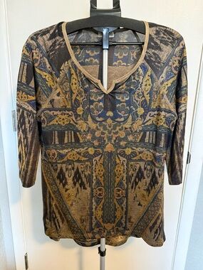 live and let live Black & Gold Patterned Scoop Neck 3/4 Sleeve 🔝